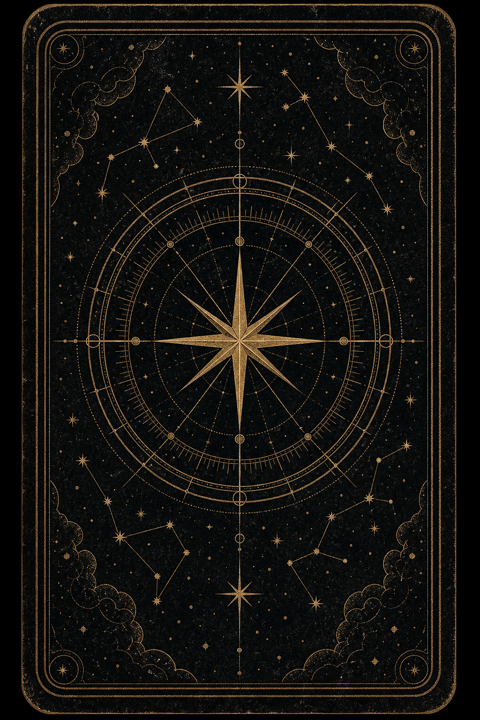 Aster Arcana card back with brass astrolabe artwork